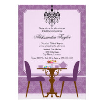 Elegant Damask and Chandelier Tea Party Invitation