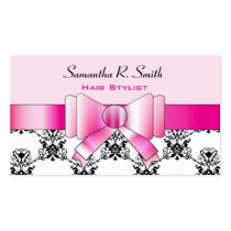 Elegant Damask and Pink Bow Professional Stylish business cards