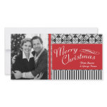 Elegant Damask and Stripes Christmas Photo Cards