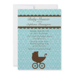 Elegant damask baby carriage shower invitation