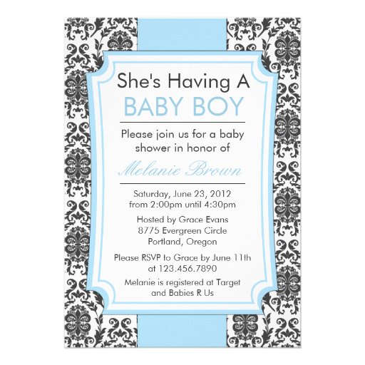 Elegant Damask Baby Shower Invite