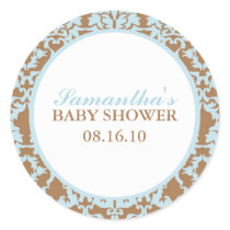 Elegant Damask Baby Shower Stickers