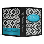 Elegant Damask Blue Personalized Recipe Binder