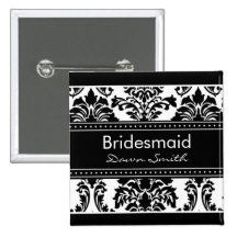 Elegant Damask Bridal Party - Bridesmaid Pin
