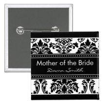Elegant Damask Bridal Party - Mother of the Bride Button
