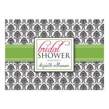 Elegant Damask Bridal Shower Invitation (green)