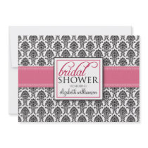 Elegant Damask Bridal Shower Invitation (pink)