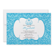 Elegant Damask Crib Boy Baby Shower Invitation