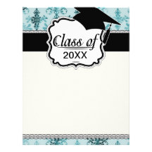 elegant damask design with aqua blue letterhead design