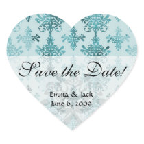 elegant damask design with aqua blue stickers