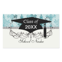 elegant damask design with aqua blue rectangular stickers