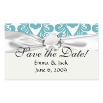 elegant damask design with aqua blue rectangle sticker