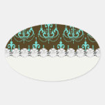 elegant damask design with aqua blue stickers