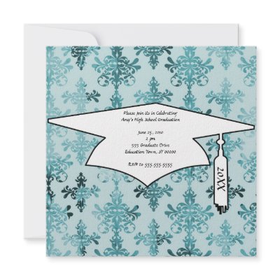 elegant damask design with aquamarine blue invitation by dooni_damask