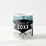 elegant damask design with  blue coffee mugs