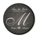 Elegant Damask Diamond Monogram Save the Date Refrigerator Magnet
