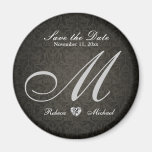 Elegant Damask Diamond Monogram Save the Date Refrigerator Magnet