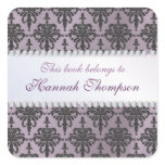 Elegant Damask Ex Libris Book Label Square Sticker