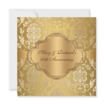 Elegant Damask Floral Swirl Gold 50th Anniversary