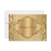 Elegant Damask Floral Swirl Gold Anniversary RSVP