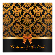 Elegant Damask Halloween Party Invite