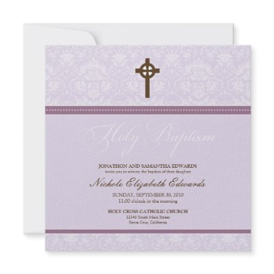 Elegant Damask Holy Baptism Invitation (lavender) by BabyShoppe