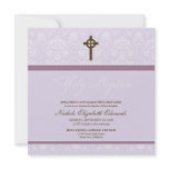 Elegant Damask Holy Baptism Invitation (lavender)