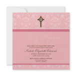Elegant Damask Holy Baptism Invitation (pink)