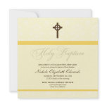 Elegant Damask Holy Baptism Invitation (yellow)