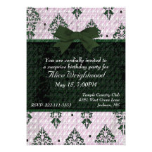 Elegant Damask Ladies Birthday Invitation