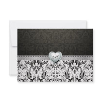 Elegant Damask Monogram Thank You Card Custom Invitations