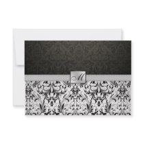 Elegant Damask Monogram Thank You Card Custom Invitations