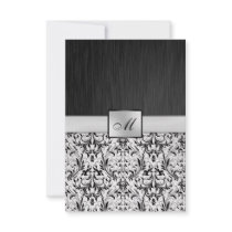 Elegant Damask Monogram Wedding RSVP Card Custom Invites
