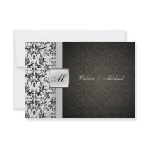 Elegant Damask Monogram Wedding RSVP Card Personalized Invitations