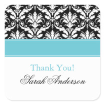 Elegant Damask Pattern Personalized Square Sticker