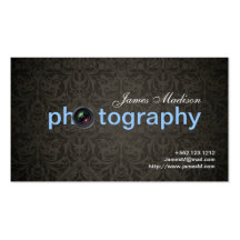 Elegant Damask Photogrpahy Business cards with QR