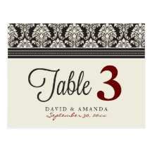 Elegant Damask Reception Table Number Placecards Postcard