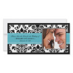 Elegant Damask Save-the-Date Photocard: aqua Customized Photo Card