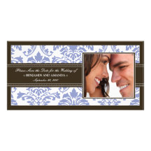Elegant Damask Save-the-Date Photocard: lilac Photo Greeting Card