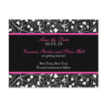 Elegant Damask Save the Date white/pink Postcard