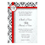 Elegant Damask Side Borders Red Trim Wedding Personalized Announcements