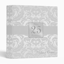 Elegant Damask Silver Anniversary Wedding Binder