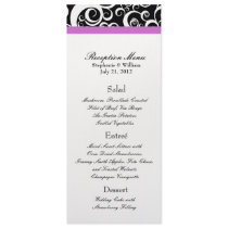 Elegant Damask Swirls Reception Menu in Purple Invites
