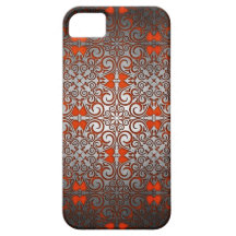 Elegant Damask Swirls Silver Burn Shimmer iPhone 5 Covers