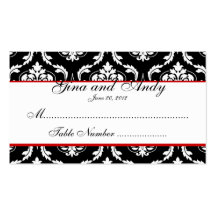 Elegant Damask Wedding Seating Card Business Card Template