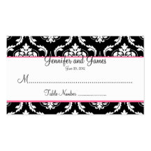 Elegant Damask Wedding Seating Card Business Cards