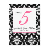 Elegant Damask Wedding Table Number Card Post Card