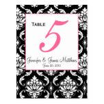Elegant Damask Wedding Table Number Card Postcard