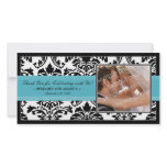 Elegant Damask Wedding Thank You Photocard: aqua Picture Card