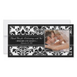 Elegant Damask Wedding Thank You Photocard: black Photo Cards